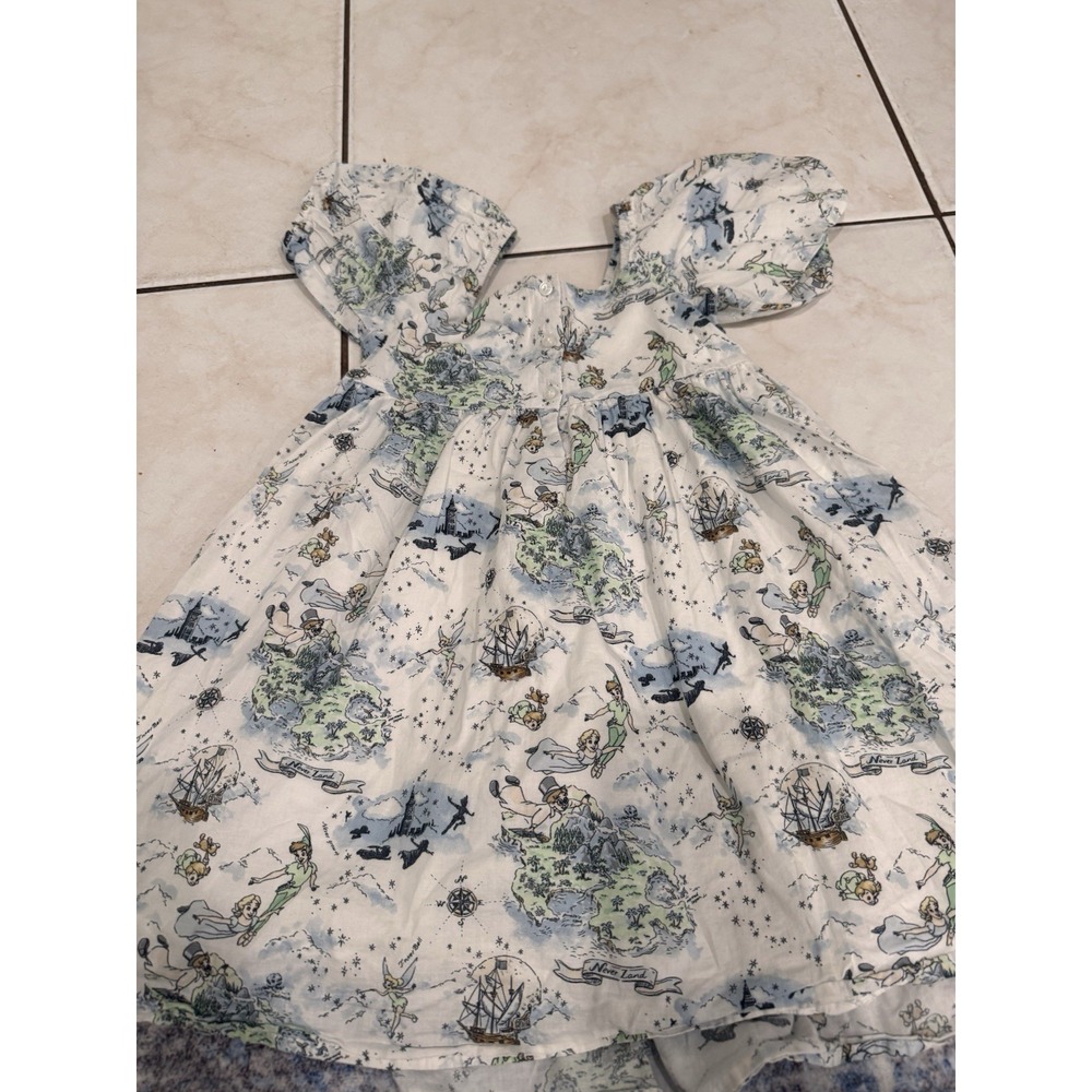 Disney Janie and Jack Girls Size 7 Dress Tinker Bell Fairy Print Puff Sleeves - Picture 9 of 11